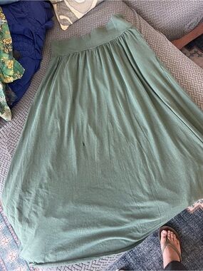 Garnet Hill Olive Green Maxi Skirt